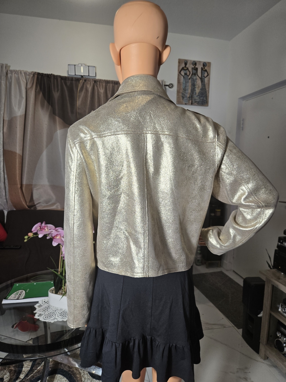 Cato Metallic Gold Cropped Moto Jacket - Picture 7 of 9